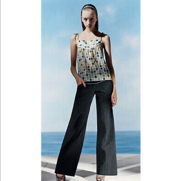 Anna Sui for Anthropologie Mile Marker Printed Silk Tank Size 4 - Picture 1 of 8